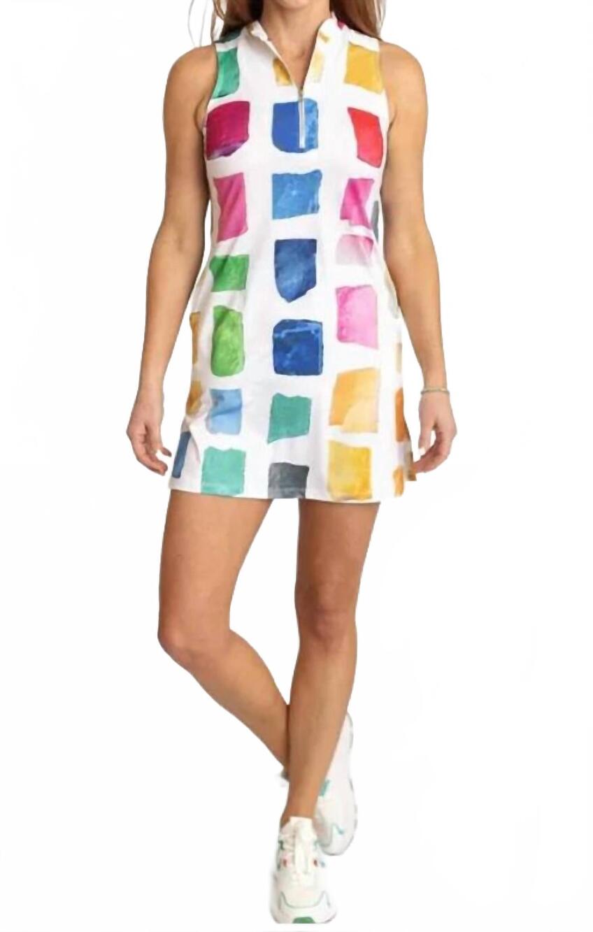 NEW AMY SPORT course to cocktails sleeveless mini dress in mosaic